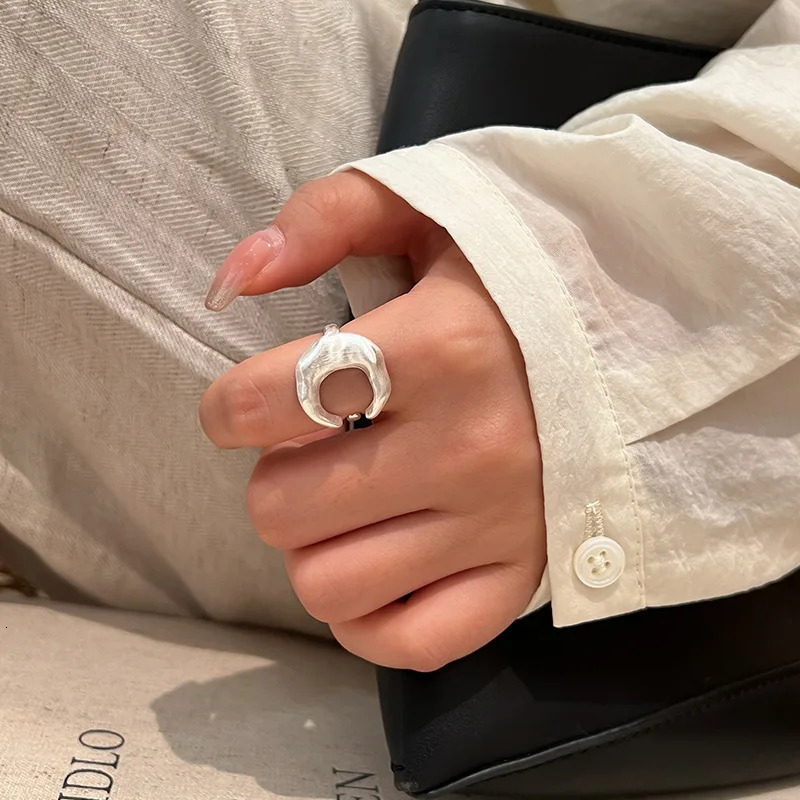 XIYANIKE Matte Frosted Crescent Moon Cuff Finger Rings For Women Girl Hip Hop Fashion Jewelry Gift Party Rock anillos mujer 250716