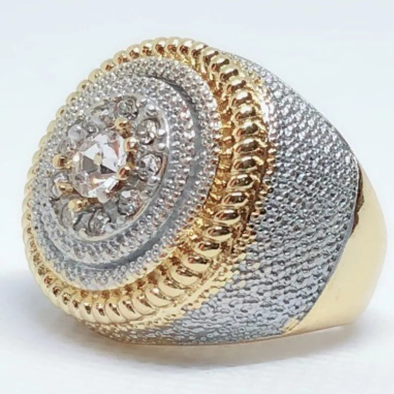 Milangirl Clear Cubic Zircon Round Men Ring Wedding Band Male Rings Punk Rock Hip Hop Jewelry 250717