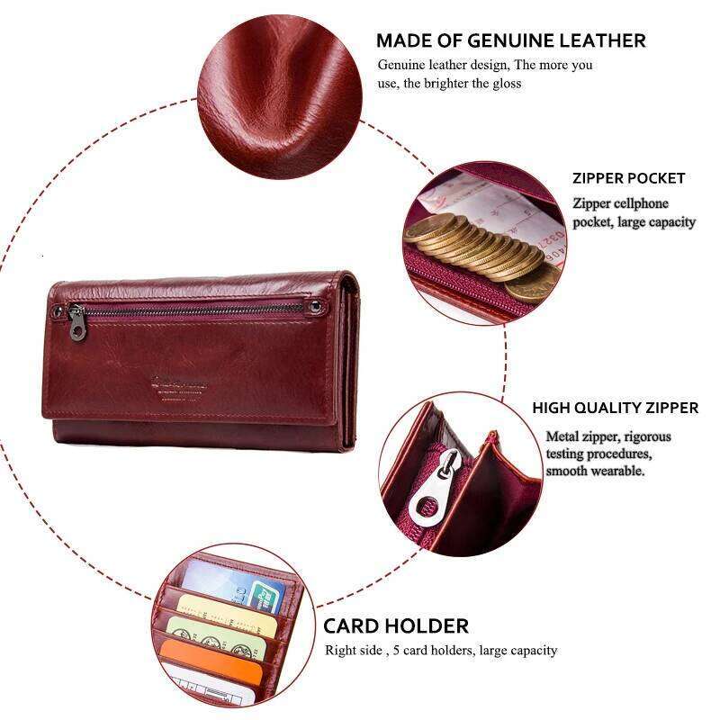 Coin Purse Long Wallet Female Famous Brand Card Holders Cellphone Pocket Genuine leather Women's Wallets High Quality