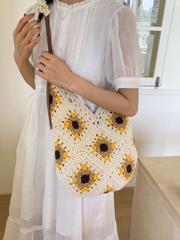 Summer Woven for Women 2025 New Fashion Knitted Shoulder Versatile Large Capacity Crossbody Tote Bag