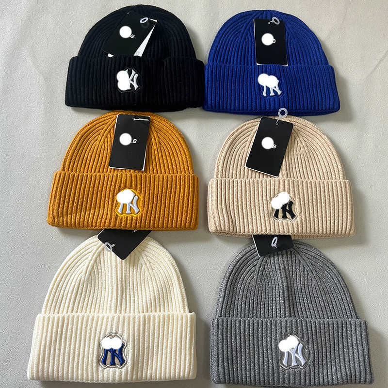 Knitted Hat for Women Autumn and Winter Fashionable Warm Beanie NY Trendy Brand Parent-Child Embroidered Ear Protection Wool Hat for Men and Children J250719