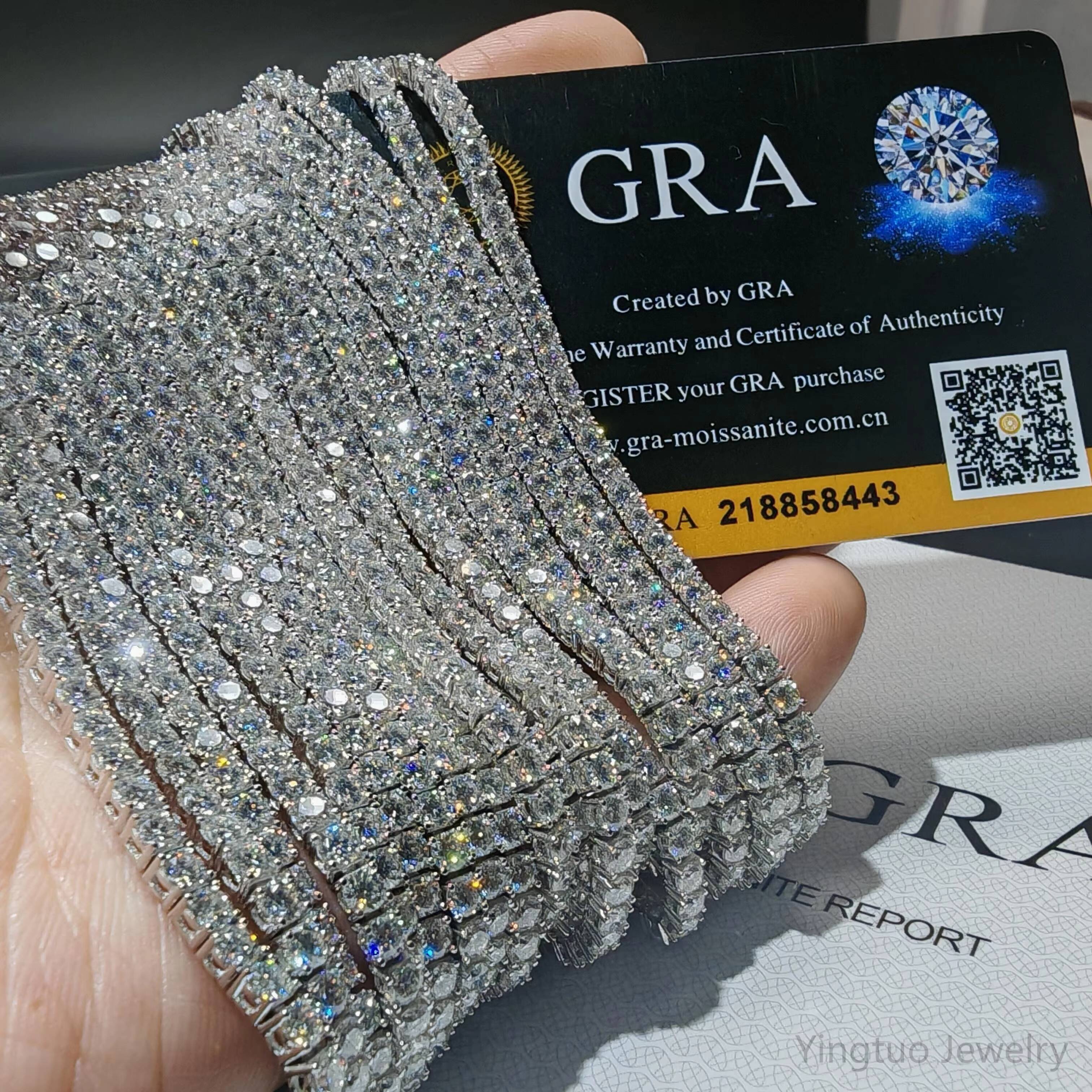 Wholesales Prices Hiphop Moissanite Tennis Chian Pass Diamond Test Moissanite Bracelet Necklace for Parties With GRA