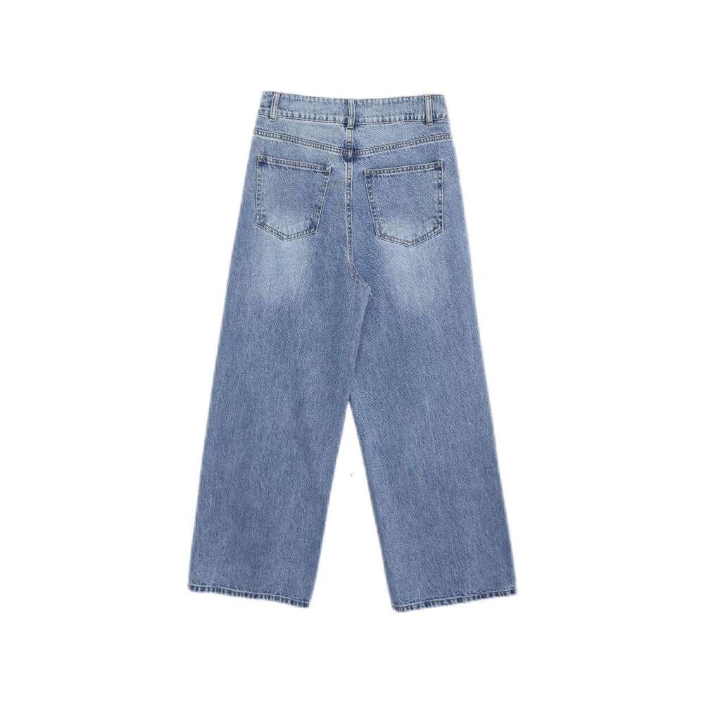 2025 New Women's Fashion Spring Summer Korean Style Wide-Leg Straight Versatile Jeans