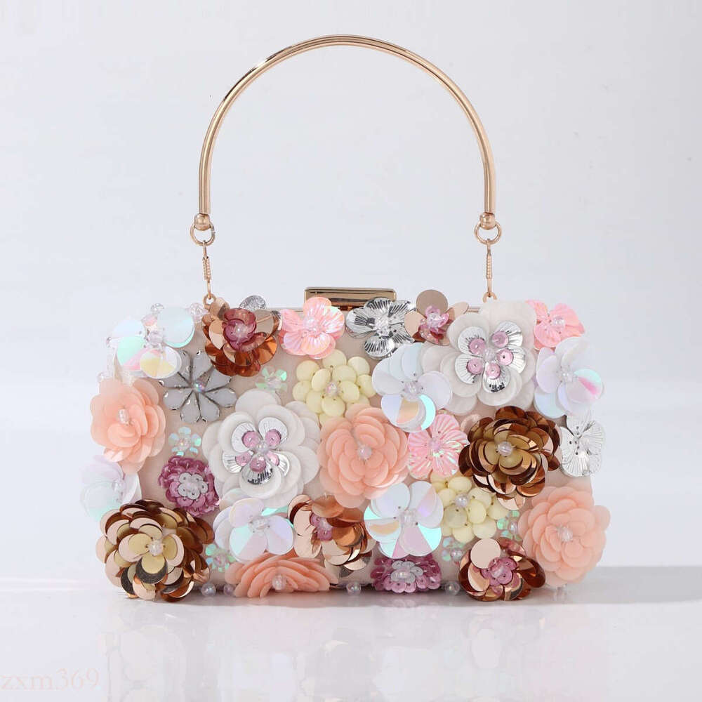 New Style Evening Fashion Women's Handmade Beaded Banquet Wedding Party 3D Flower Bag
