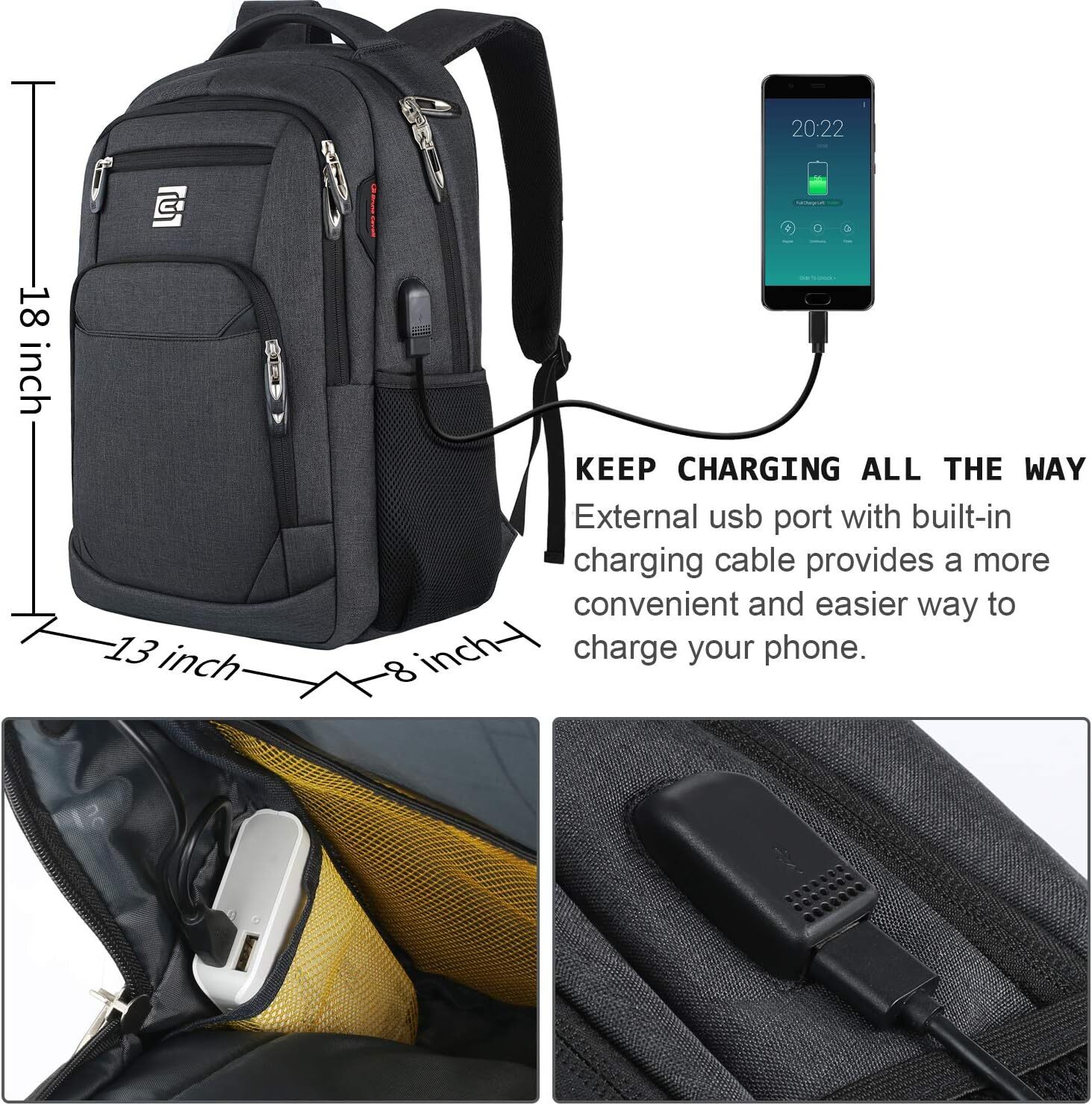 Backpack,Business Travel designer bag Anti Theft Slim Durable Laptops Backpack with USB Charging Port,Water Resistant College Computer Bag for Women &