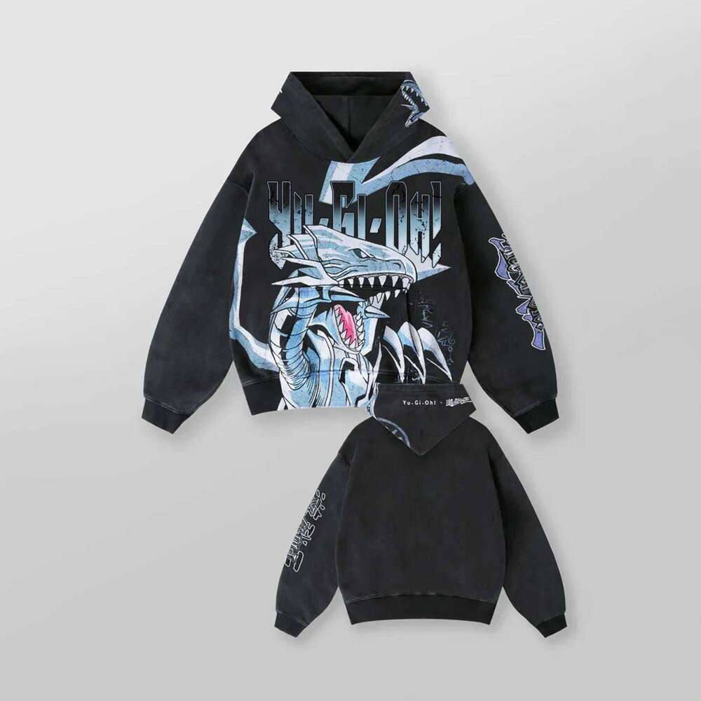 Y2k Blue Eyes White Dragon Graphic Hoodies Grunge Streetwear Sweatshirt Tops Oversized Hoodie Gothic Haruku Men Clothing