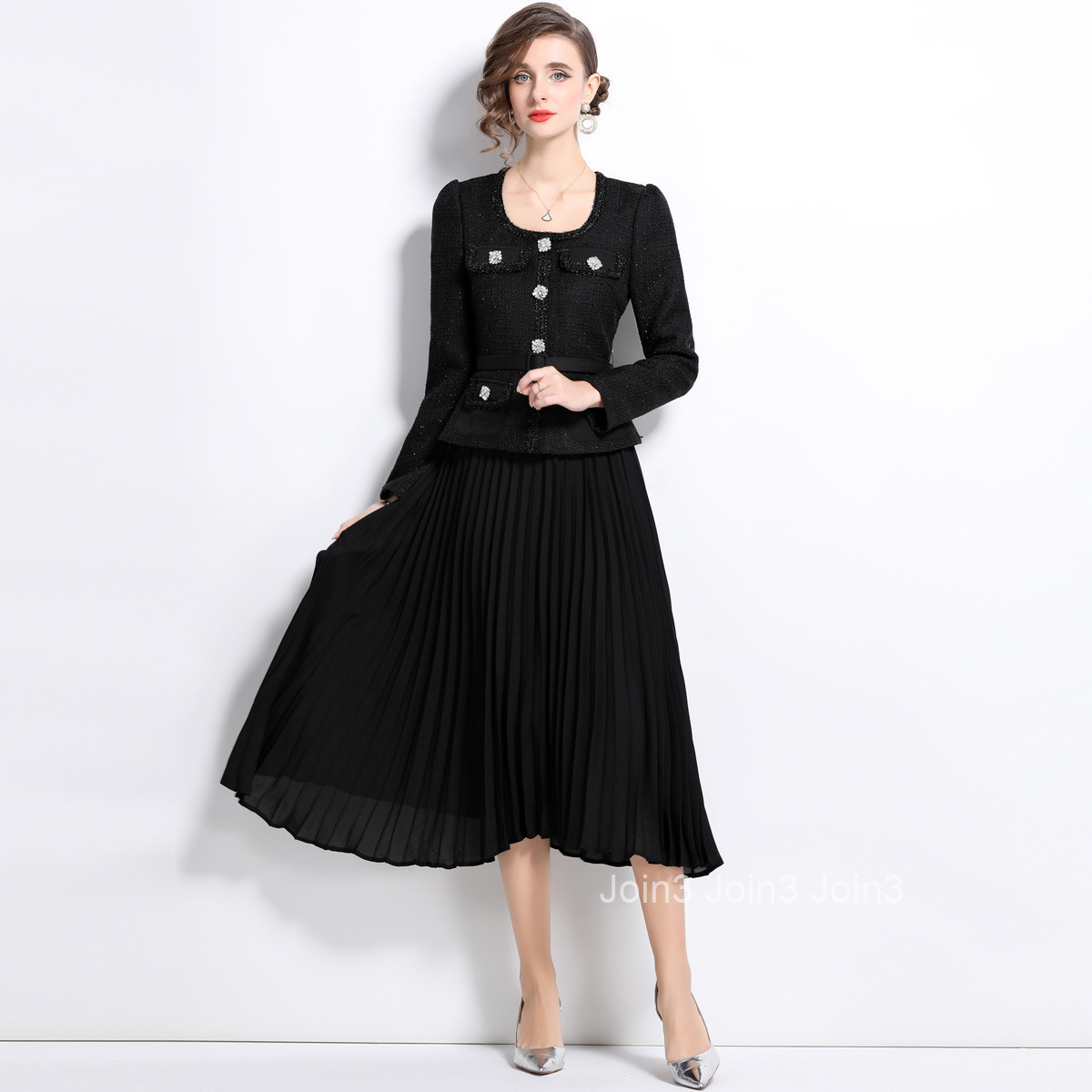1677 autumn new womens clothing style slim fitting and slimming patchwork long skirt dress