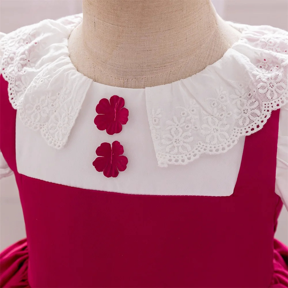 2PCS Pink Masha And Bear Party Dress Kids Flower Fluffy Birthday Clothes Princess Gown For Girl Baby Bow Fashion Dresses 250715