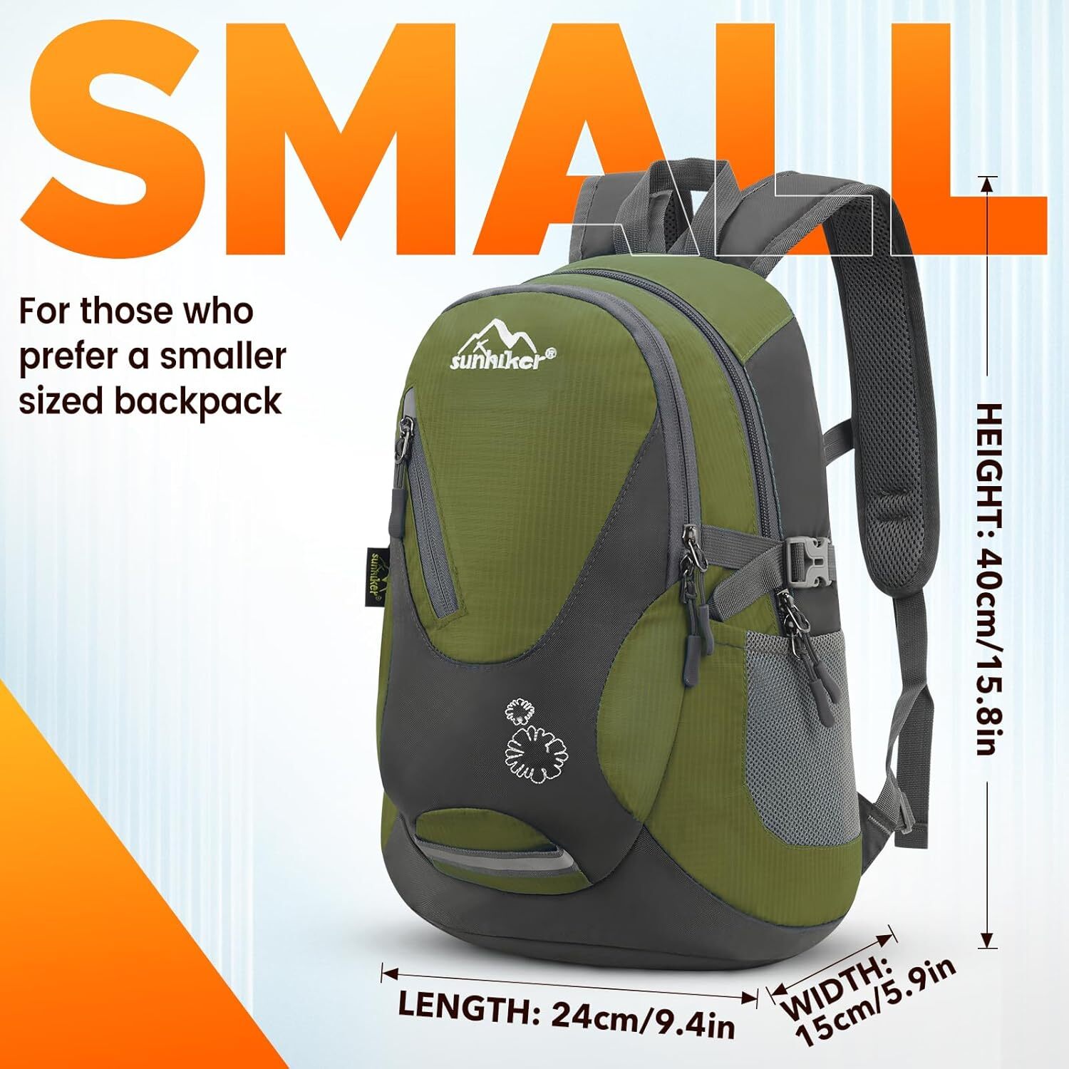 YMX 627 808 sunhiker Cycling Hiking Water Resistant Travel Backpack Lightweight SMALL Daypack M0714 (Navy Green)