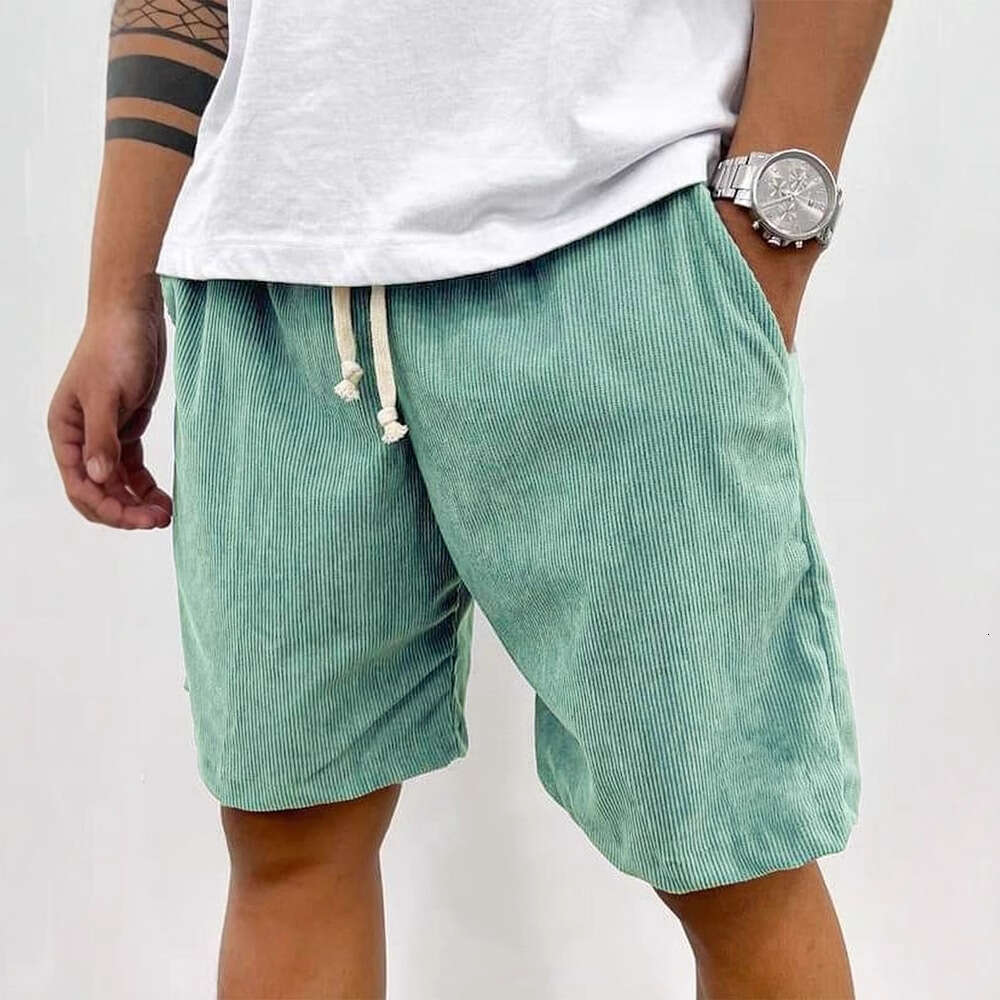 2025 New Men's Summer Casual Drawstring Corduroy Shorts