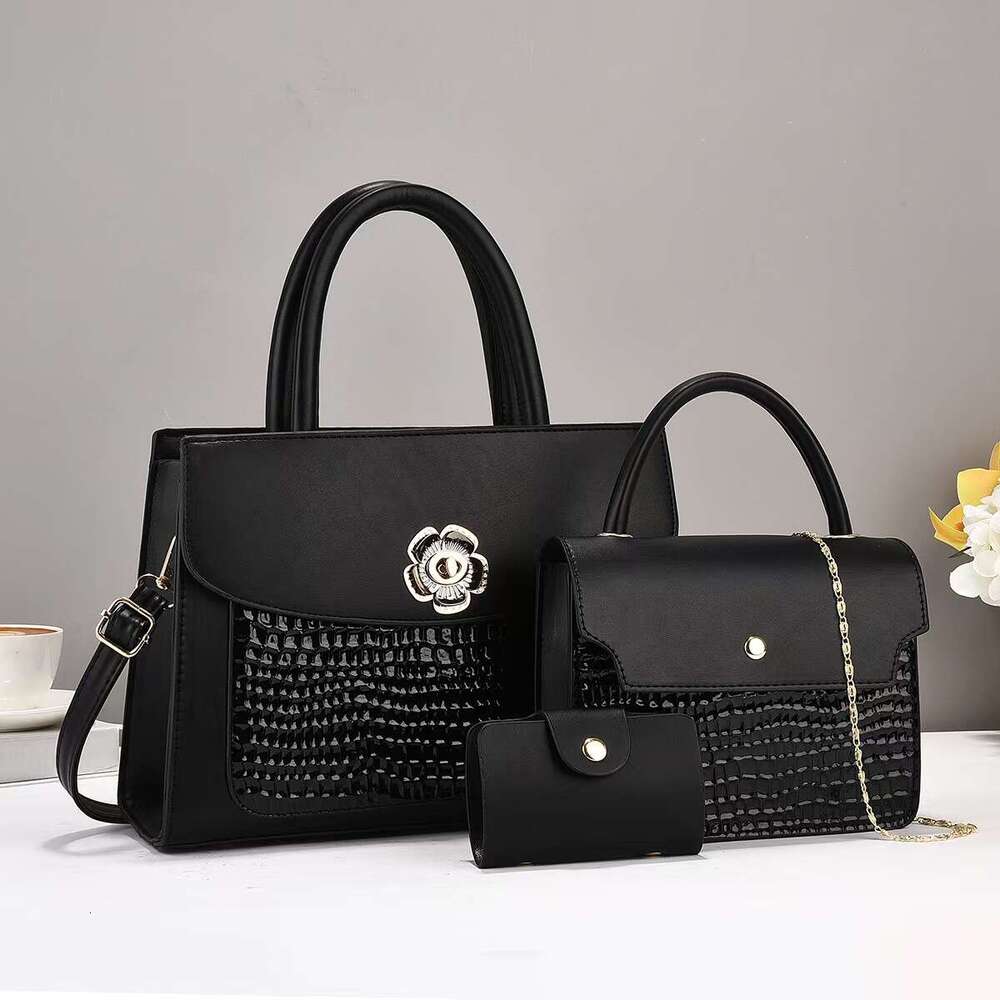 High-end Crocodile Pattern Mother-Daughter Bag New Large Capacity Fashion PU Leather Women's Shoulder Crossbody Handbag