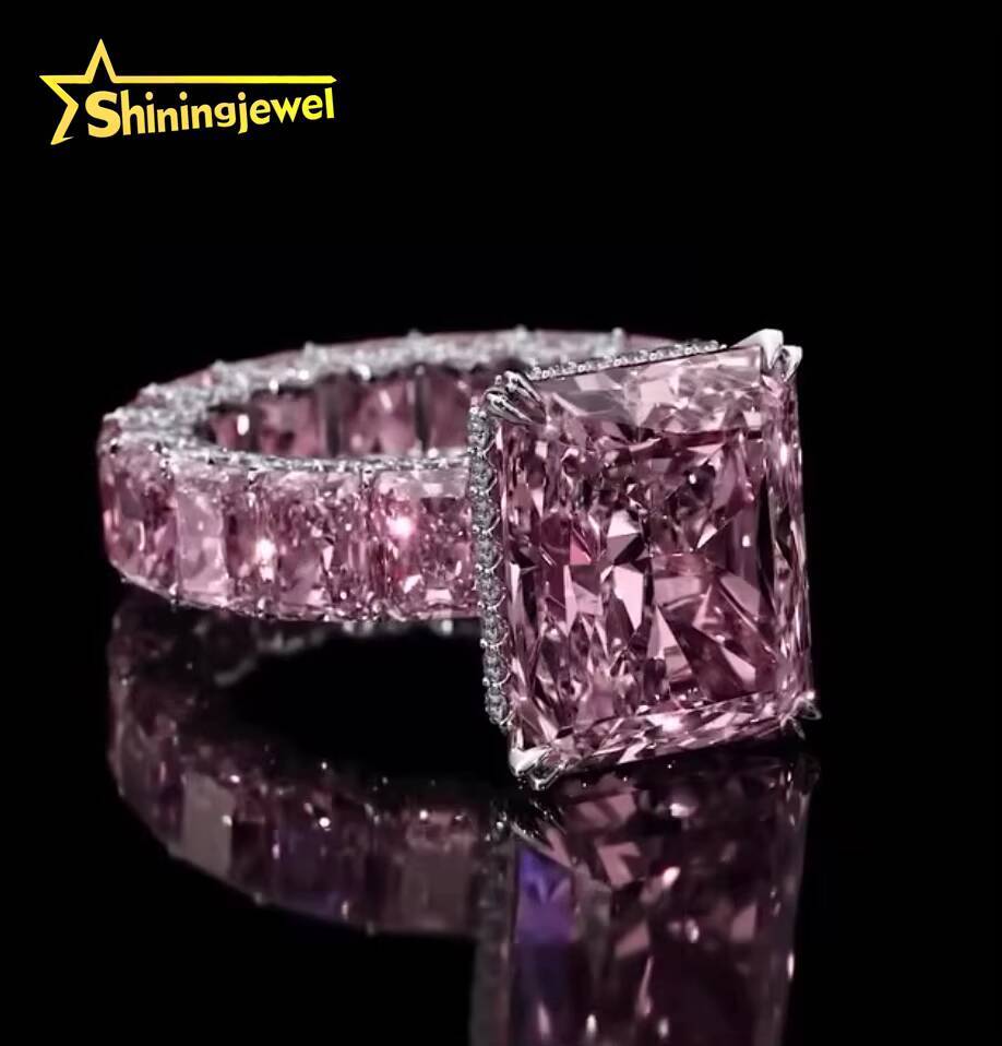 Customized Unique Wedding Bridal Jewelry 10K 14K Solid Gold IGI Certificates White Radiant Lab Diamond Eternity Band Ring