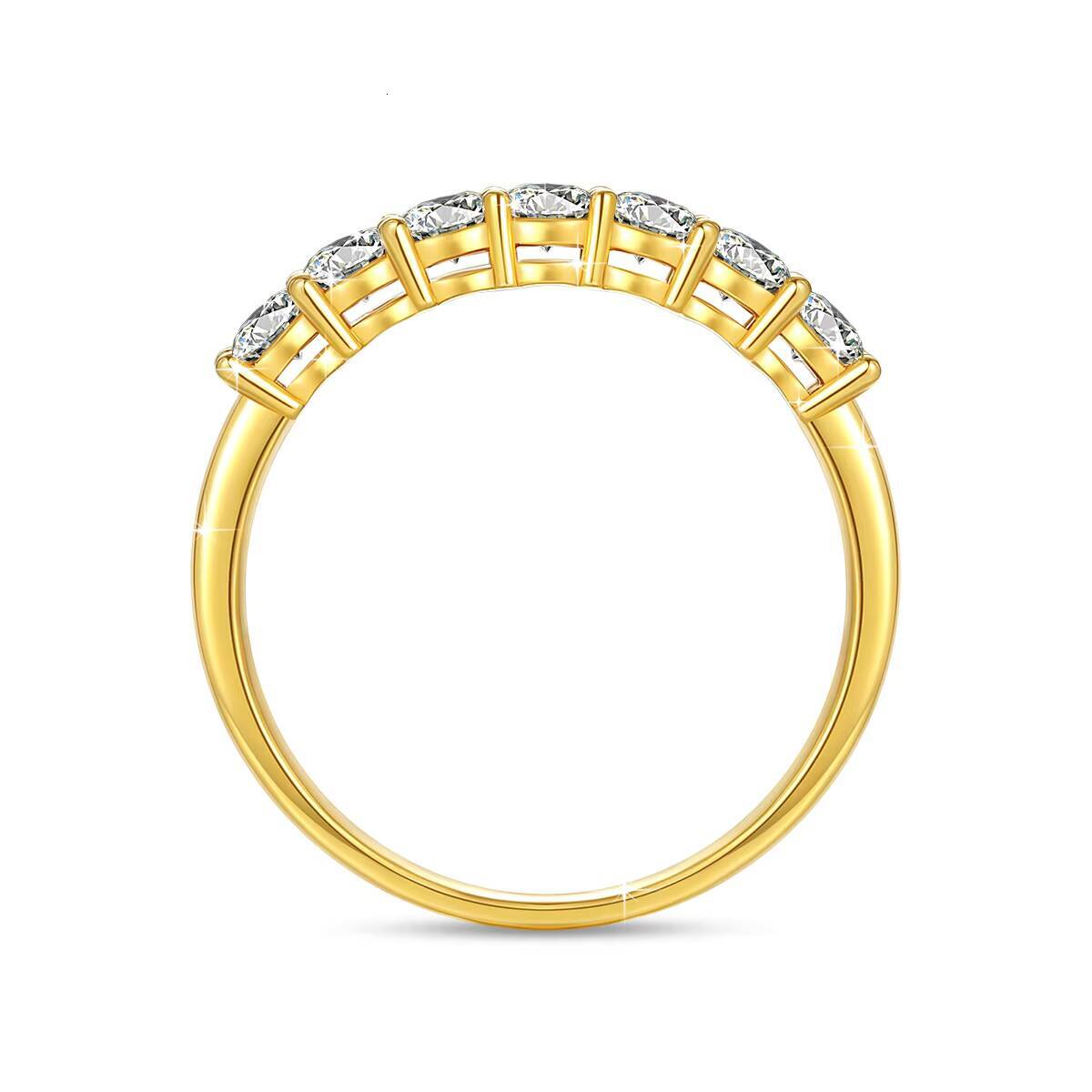 Woman Fine Gold Jewelry Engagement Wedding Mini 7 Moissanite Diamonds Hollow 14K Real Gold Ring
