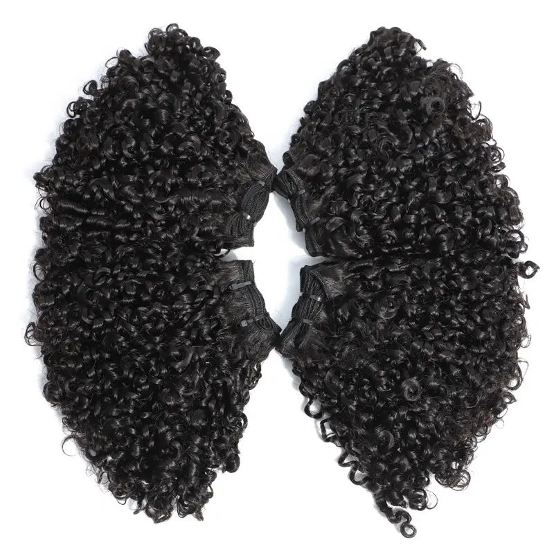 Raw Pixie Curly Virgin Human Hair Super Double Drawn One Donor Human Bundles
