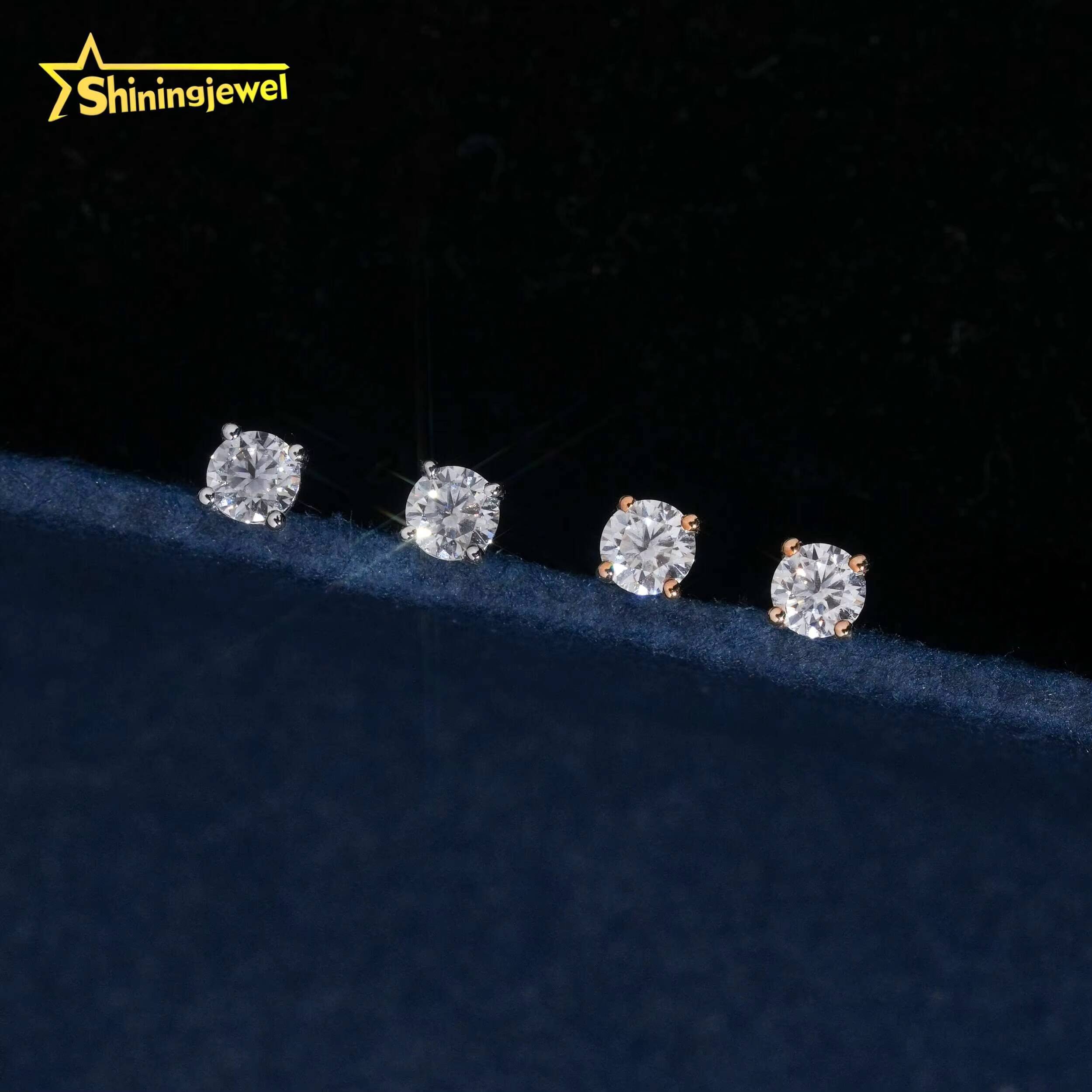 4Claws 3mm Round Diamond Earrings 10K 14K 18K Gold Hip Hop Jewelry Screw Back Earrings Iced Out Moissanite Stud Earrings