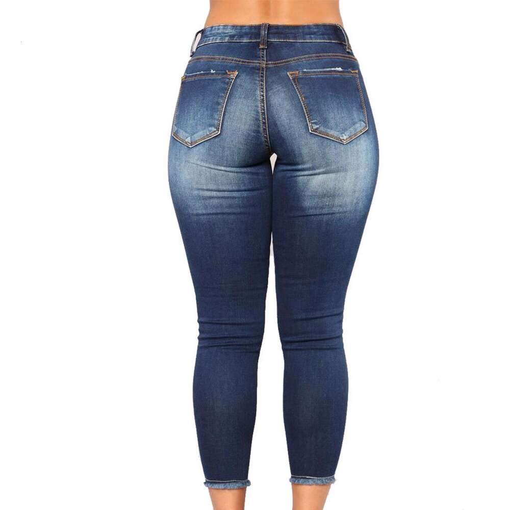 High-waisted Stretch Ripped Jeans for Women