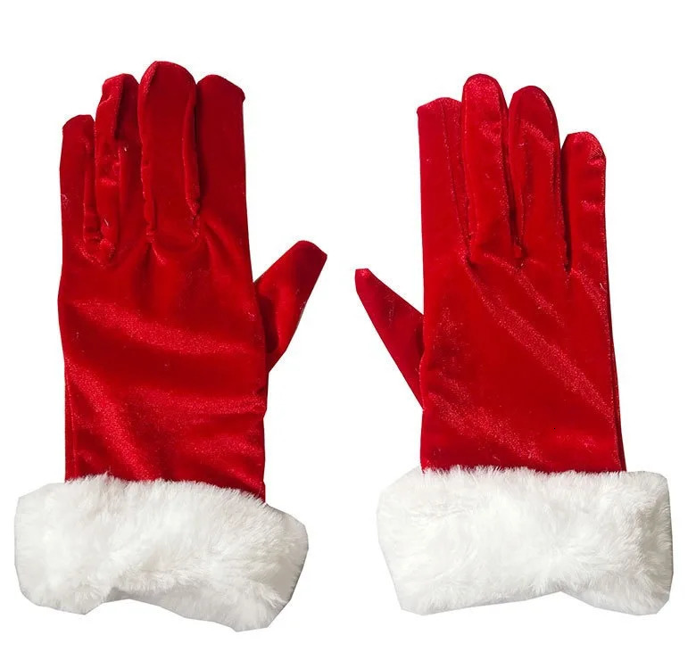 Christmas Gloves Short Gold Velvet Hairy Mouth Red Christmas Gloves Velvet Gloves 250717