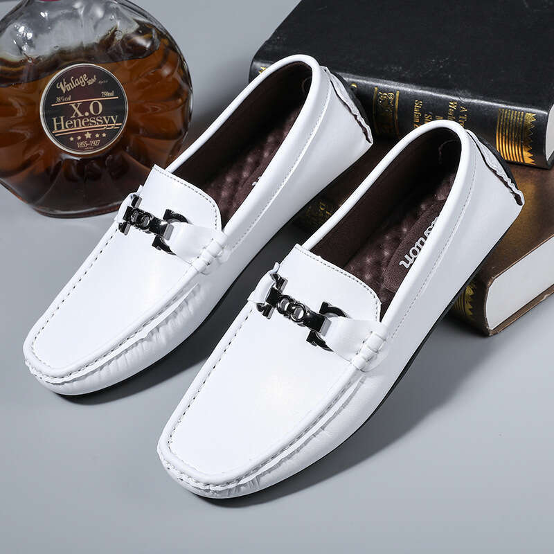 Fashion Breathable Flat All-Season Versatile Casual Leather Soft Sole Comfortable Loafers Slip-On Men's Shoes