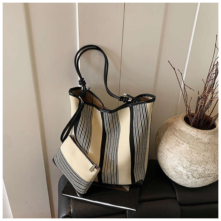 Summer Striped Canvas for Women 2025 New Product Women's Textured Single Shoulder Underarm Large Bag