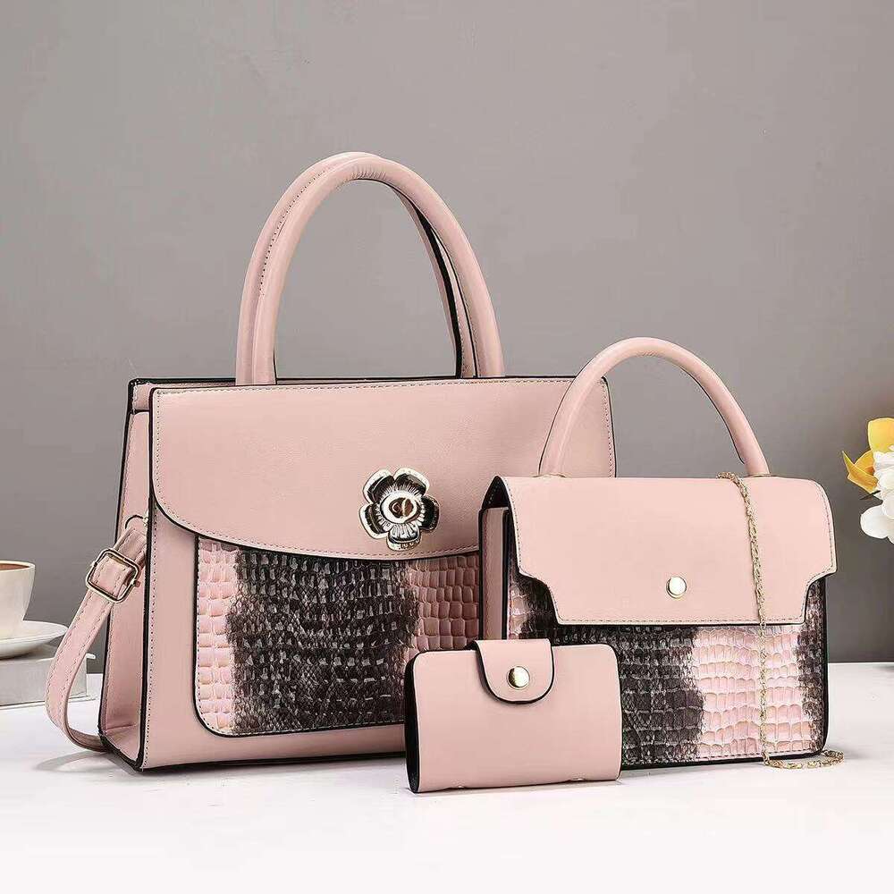 High-end Crocodile Pattern Mother-Daughter Bag New Large Capacity Fashion PU Leather Women's Shoulder Crossbody Handbag