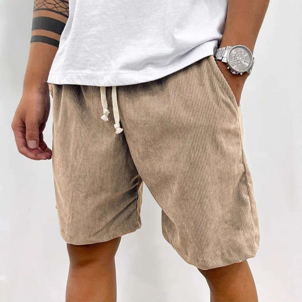 2025 New Men's Summer Casual Drawstring Corduroy Shorts