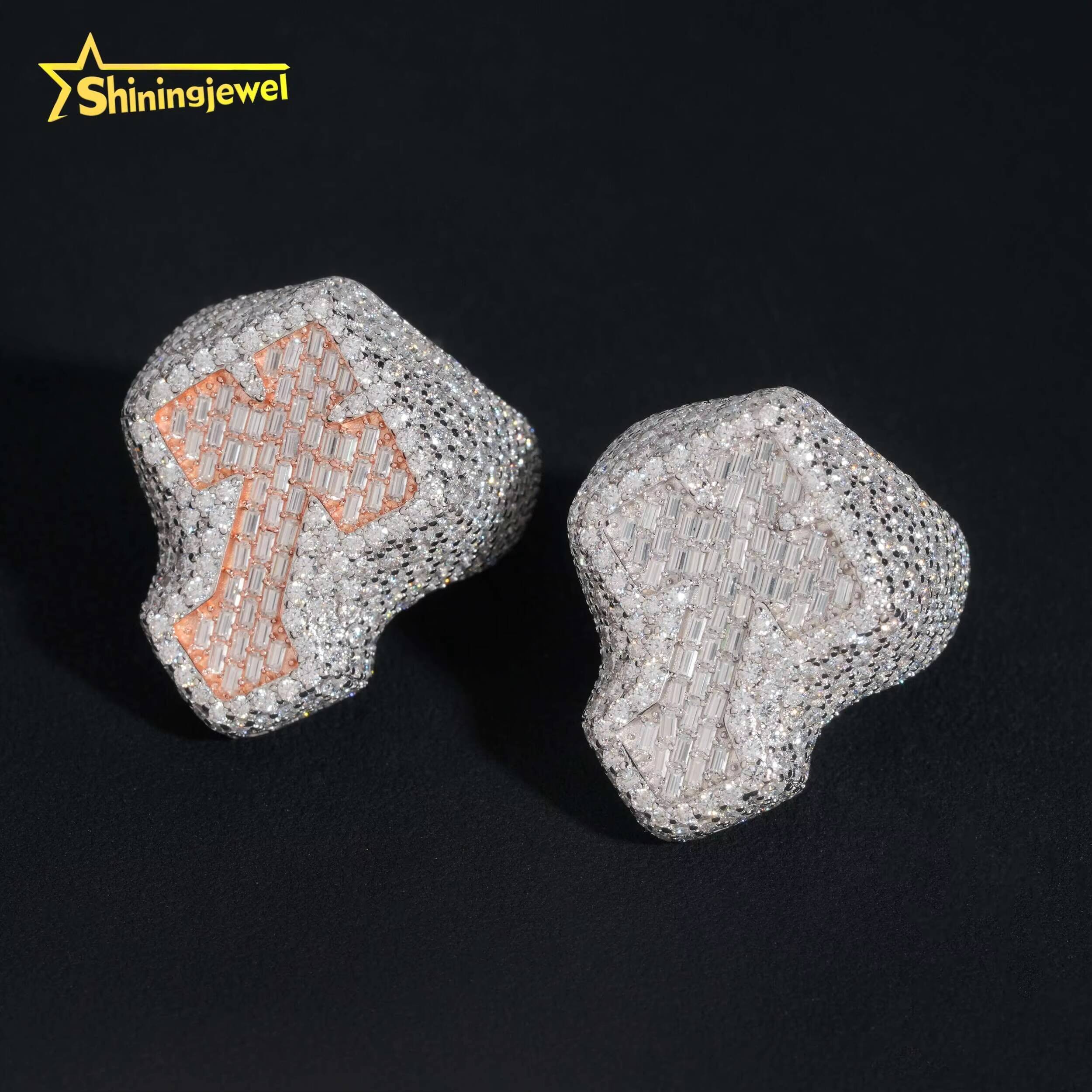 Hot Fashion Custom Diamond Jewelry 925 Sterling Silver Sparkling Diamond Hip Hop Men Rings Iced Out Moissanite Ring