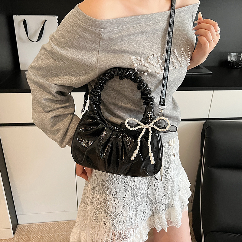 Summer new women's shoulder crossbody bag Korean style summer new candy colored pleated cloud bag Simple and elegant armpit bag New designer bag