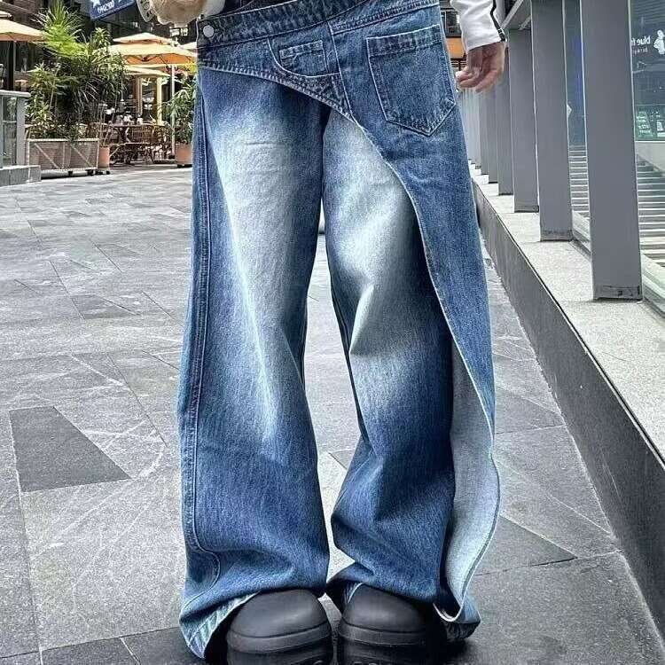 Waistband Designer Style Cut Piece Washed Gradient for Women 2025 Summer New Casual Jeans