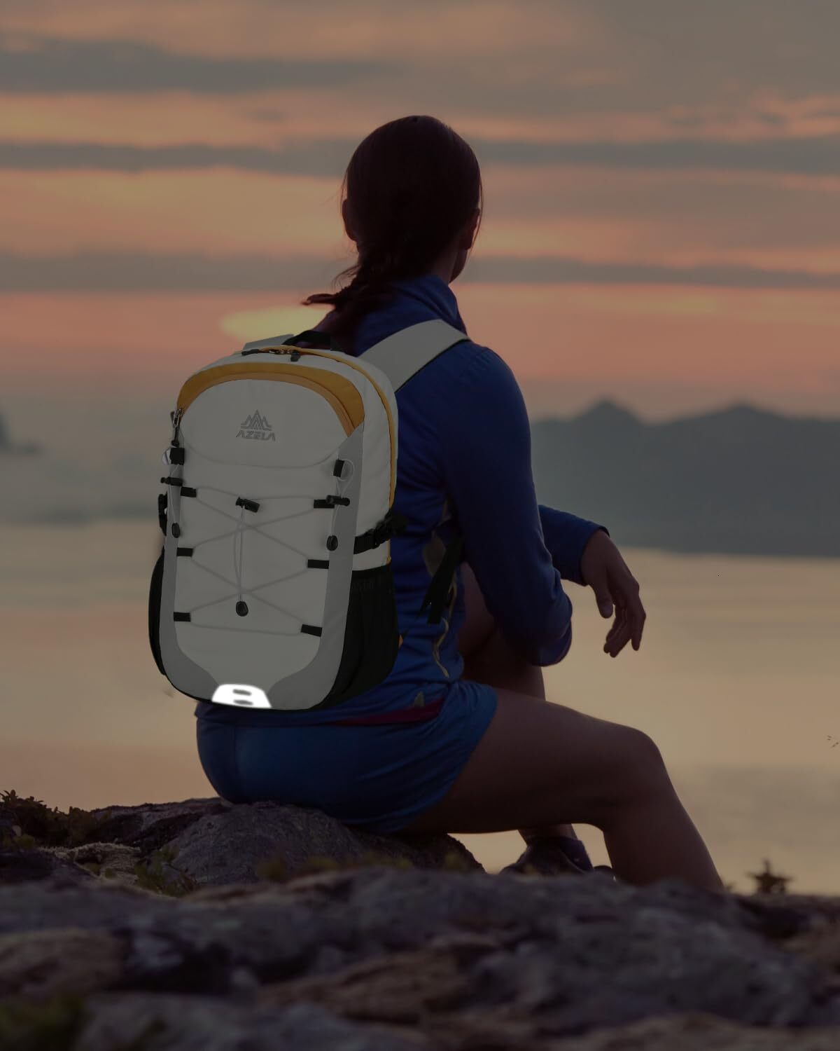 YMX 820 376 Outplea 20L Small Men Women, Hiking Daypack with Chest Strap, Reflective Rucking Backpack Day Pack for Travel Outdoor Sport, Grey