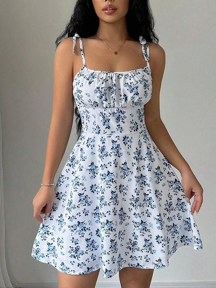 Womens Summer Floral Spaghetti Strap Beach Short DressWomens DressesWoman ClothingWoman ClothesSundress In Dress 2025 250717