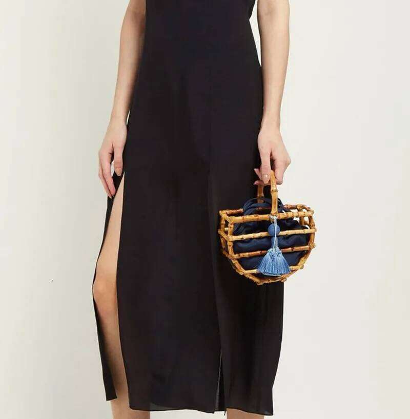 Women Bags Designer Half Month Tassel Woven Bamboo Ing Hollow Bag Clutch Bali Beach Holiday Moon Handbag