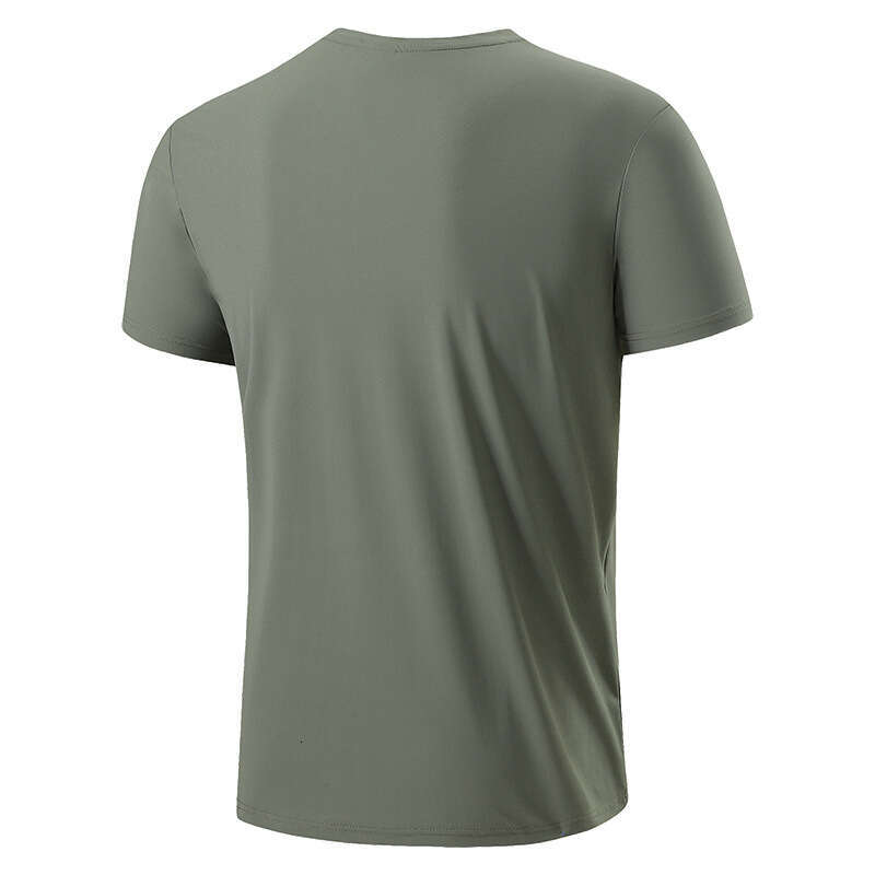 Summer Ice Silk Cool Men's Round Neck Short Sports Fitness Top Running Thin Quick-Dry Half Sleeve T-Shirt Men