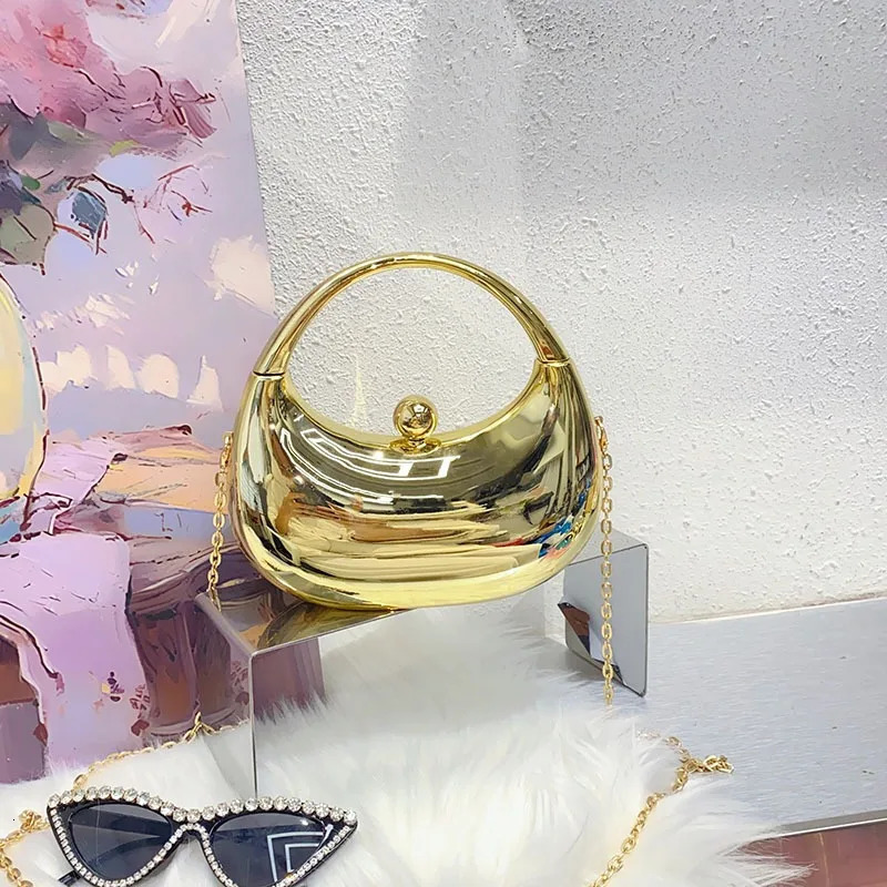 Fashion Acrylic Shiny Shoulder Bag Women Tote Crossbody Chain Round Bag Female Handbag 250717