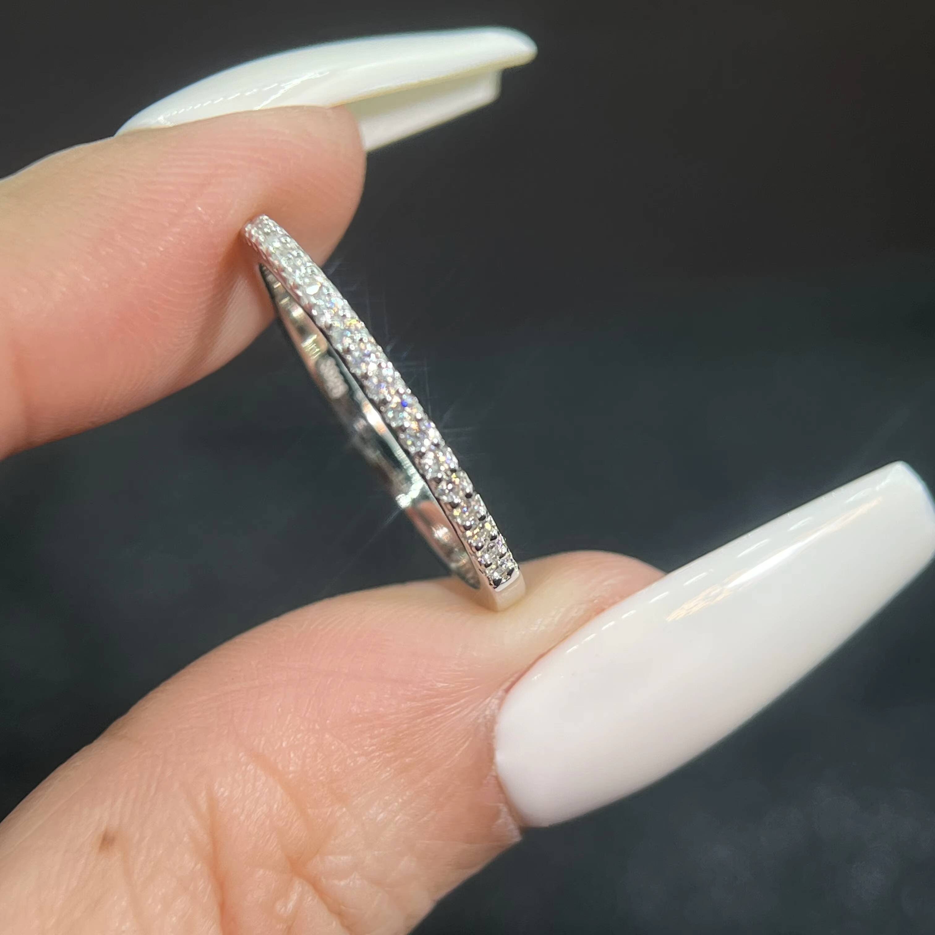 Fashion Jewelry 18K Gold Plated 925 Sterling Silver Women Band Tennies VVS Diamond Moissanite Rings for Wedding Engagement