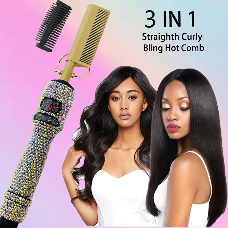 Comb Straight Curling Electric Comb for American African Hair pente quente peigne chauffant lisseur cheveux Styling Tools 250717