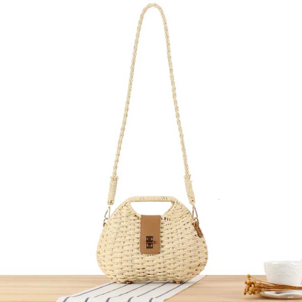 Woven Elegant Straw Woven Bag New Solid Color Shoulder Bag Crossbody Bag Y250719