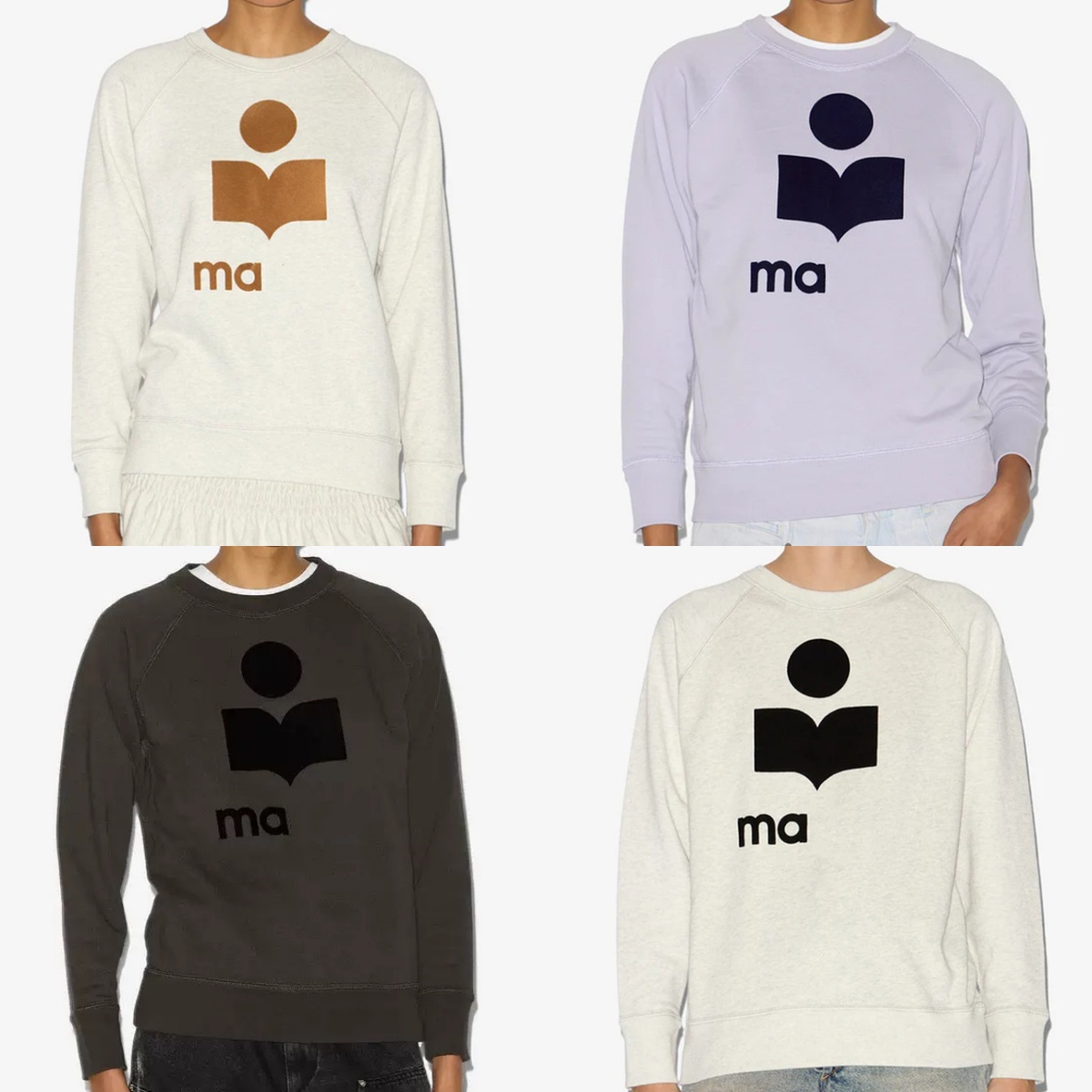 25ss Isab Round Neck Marantts Sweatshirts Classic Flocked Cotton Crew Neck Raglan Sleeve Women Sweatshirt Pullover Jumpers
