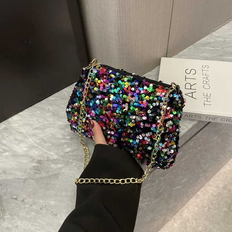 Womens handbag color sparkles single shoulder armpit handbag chain fashion handbag small women Y250719