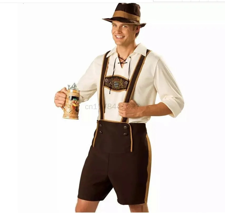 Classic Male Oktoberfest Costumes Bavarian Mens Suspenders Lederhosen Costume Cosplay Carnival Halloween Party Fancy Outfit 250714