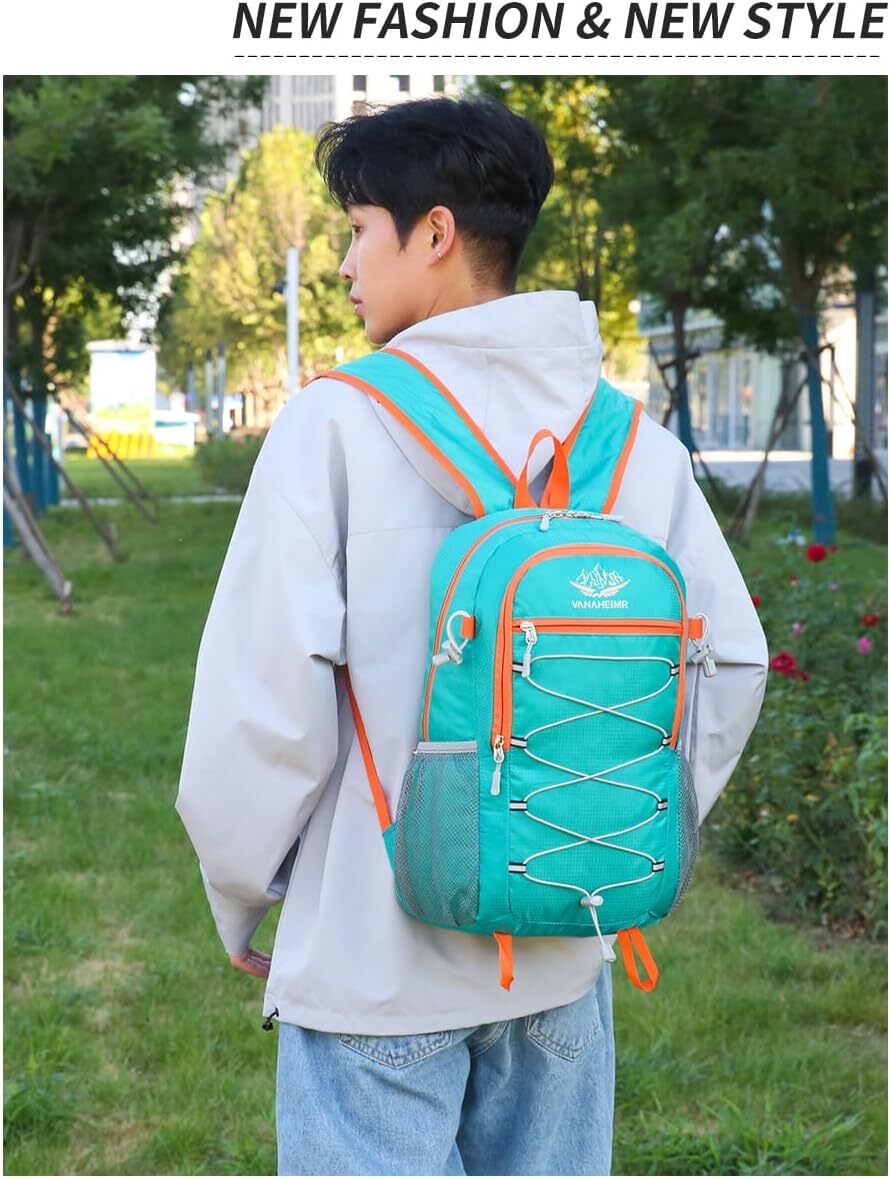 YMX 459 329 Tonykulas Foldable Lightweight Hiking Camping Cycling Travel Shopping Fiess Sports Backpack With Man And Women, (lake blue)