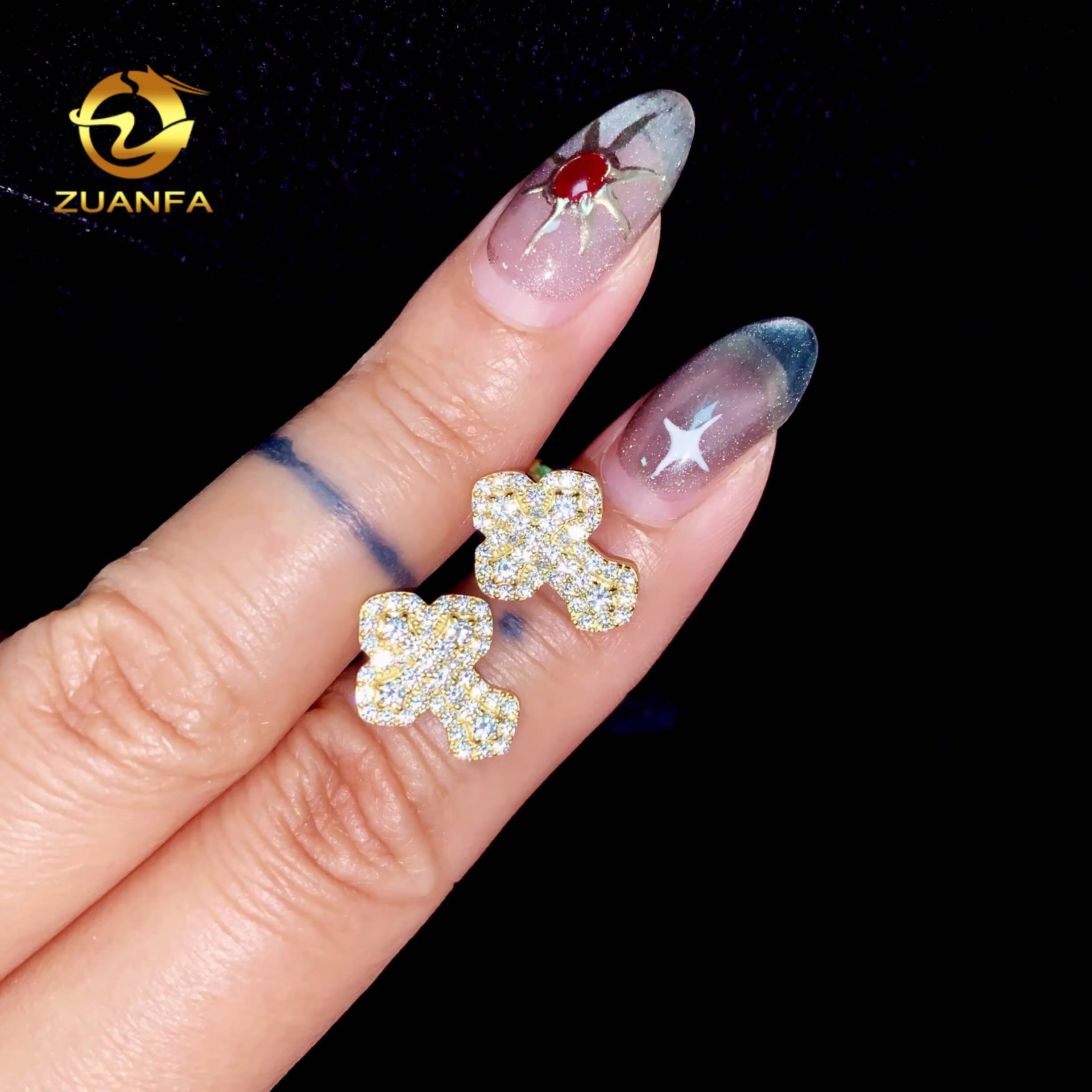 GRA Certificate Cross Moissanite Earrings Hoops Drop Earrings Cross Real Gold Plate 925 Hip Hop Jewelry