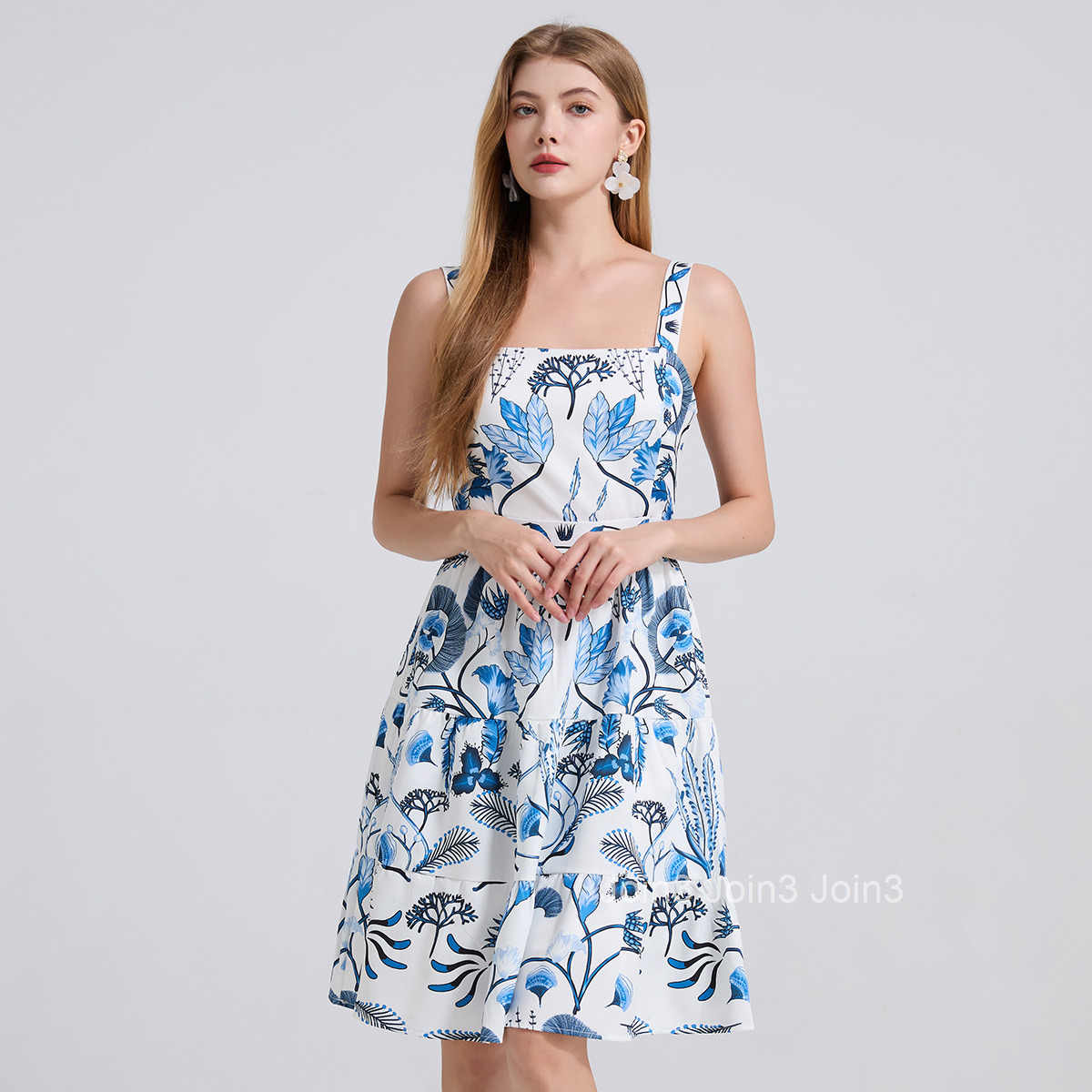 795 Summer New Product Positioning Printed Camisole Dress High Waist Slim Fit Dress