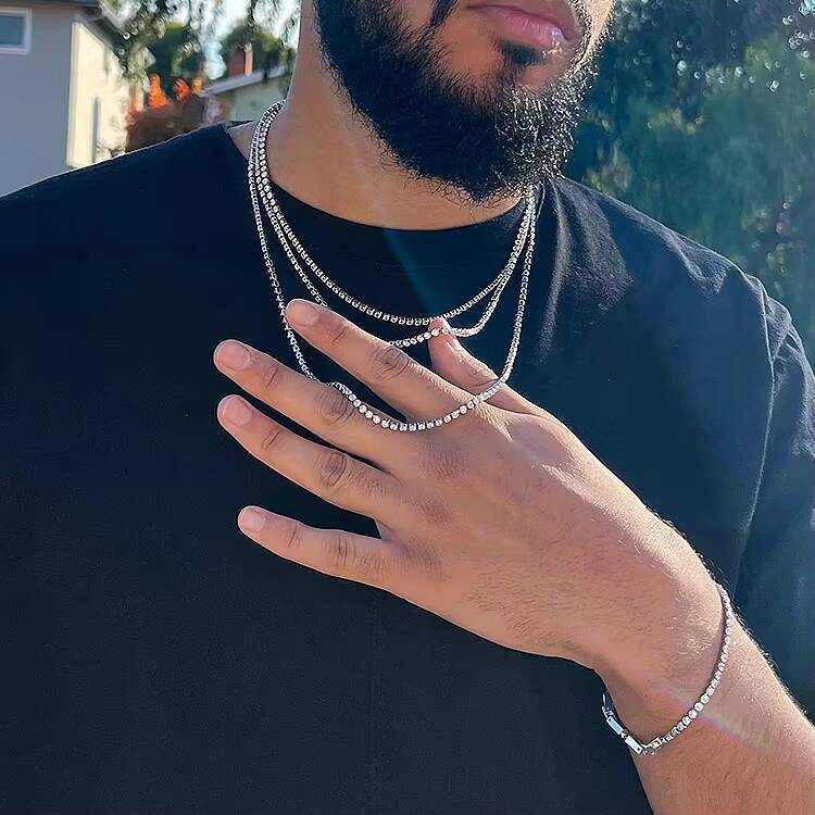 Custom Hiphop VVS Moissanite Diamond Necklace S925 Sterling Silver 2mm-6.5mm Tennis Chains