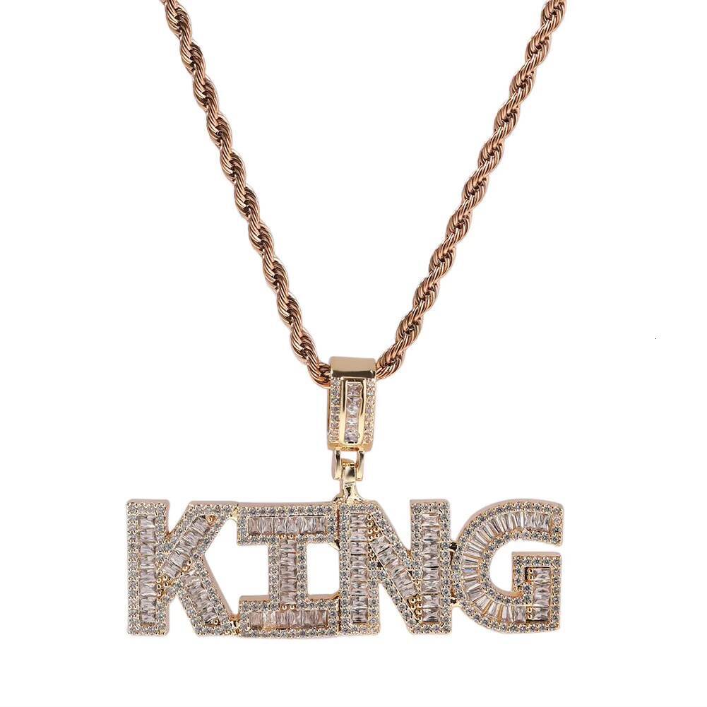 18k Gold Plated Personalized Initial Necklace Zircon Stone Ice Out Custom Letter Pendant Hip Hop Jewelry