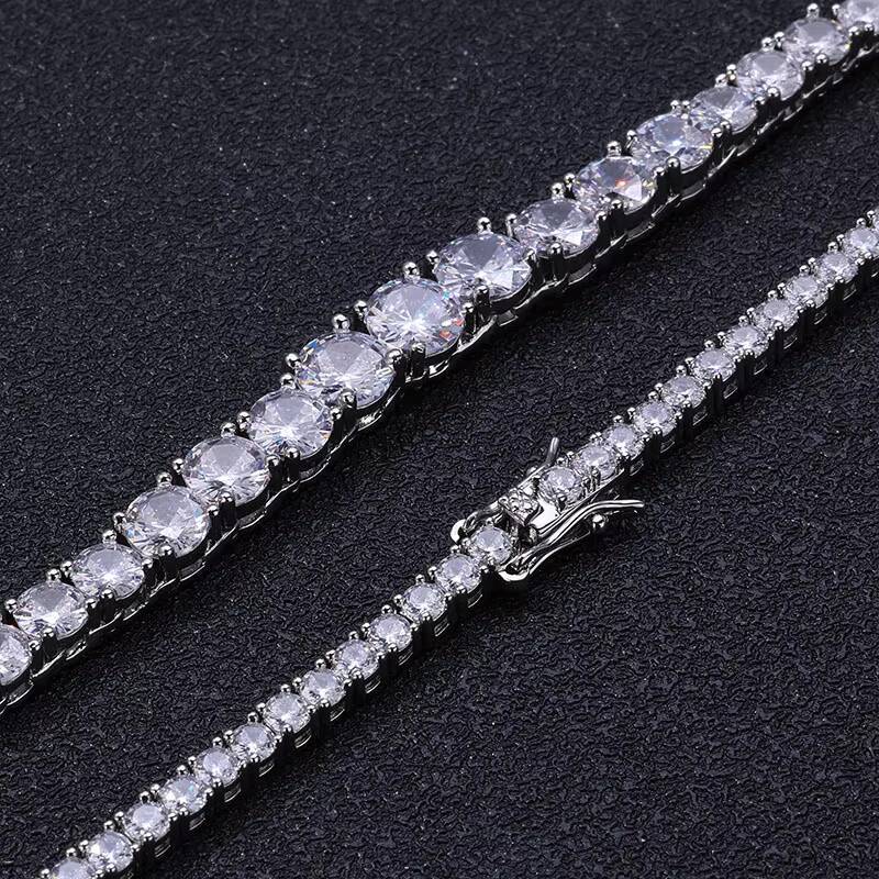 VEROMCA Wholesale High-End Luxury Tennis Chain Necklace Gradient Size Zircon for Men and Women Fashion Chains Necklaces