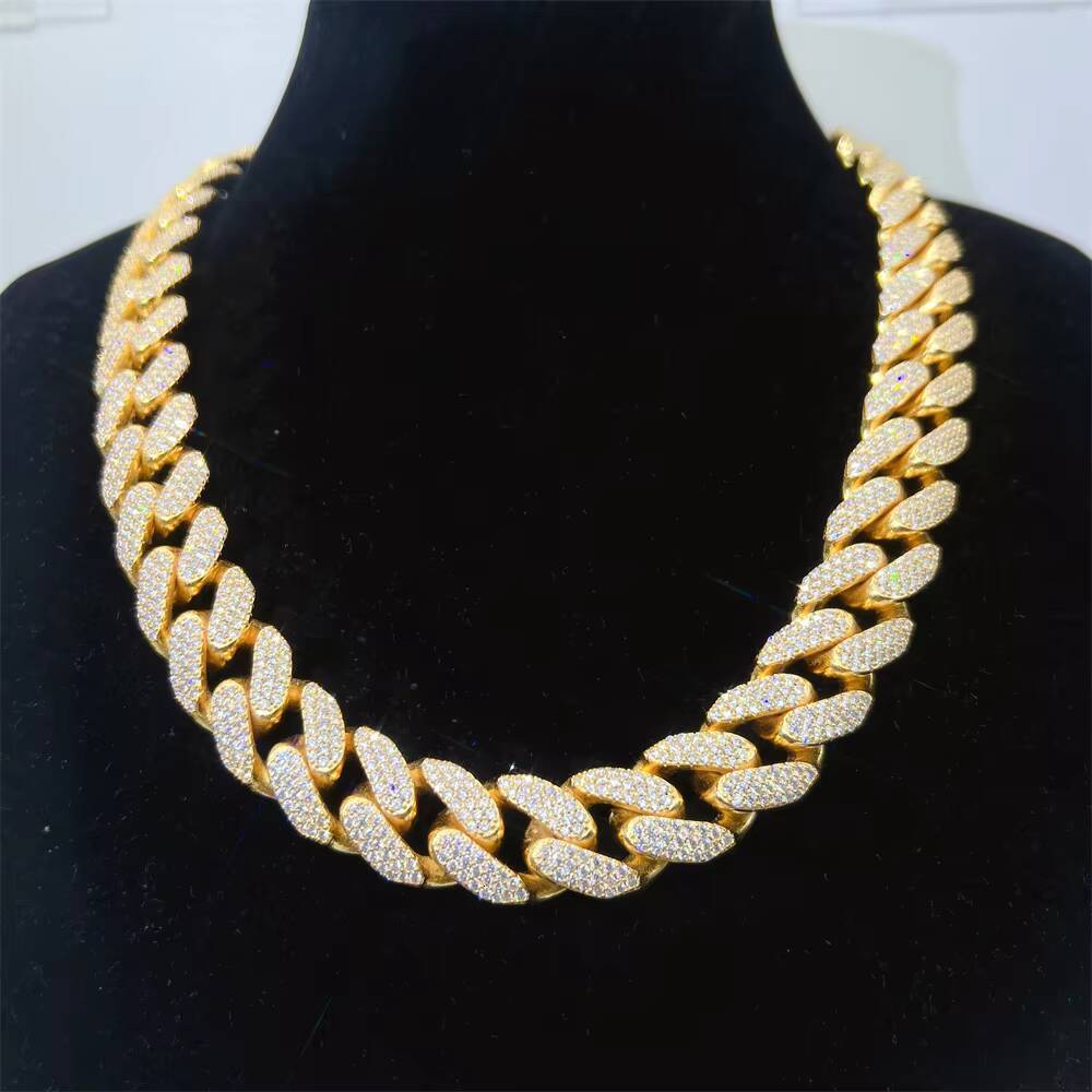 18mm 3rows Iced Out Bling Diamond Hip Hop Miami Wholesale Cuban Link Chain Jewelry Moissanite Cuban Chain
