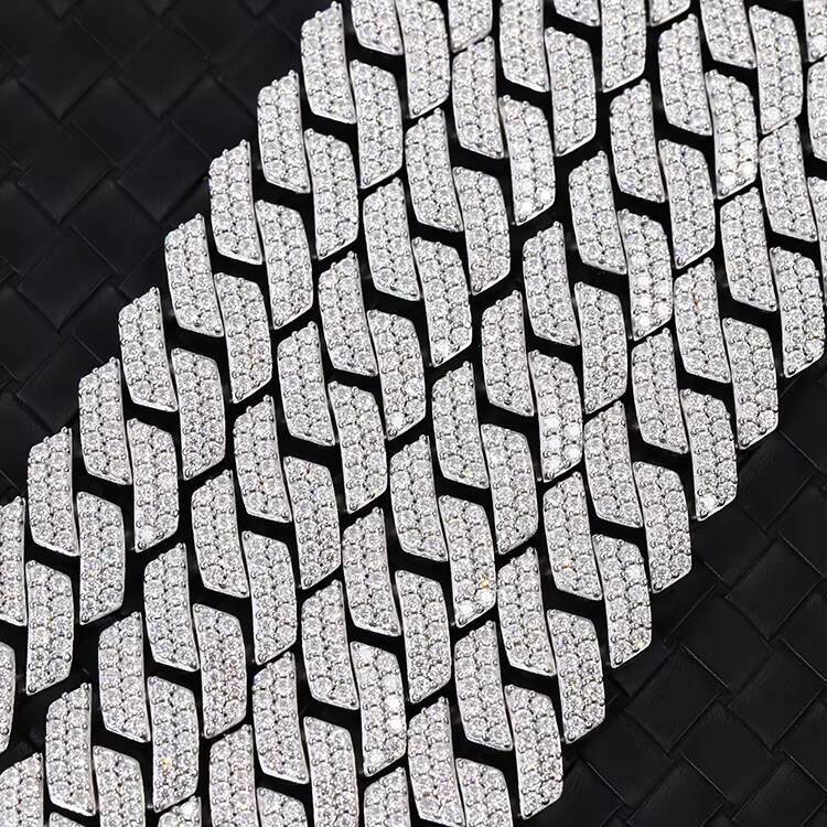 Big Size 20mm 2rows Wholesale Price Hiphop Jewelry Iced Out 925 Sterling Silver Moissanite Diamond Cuban Link Chain
