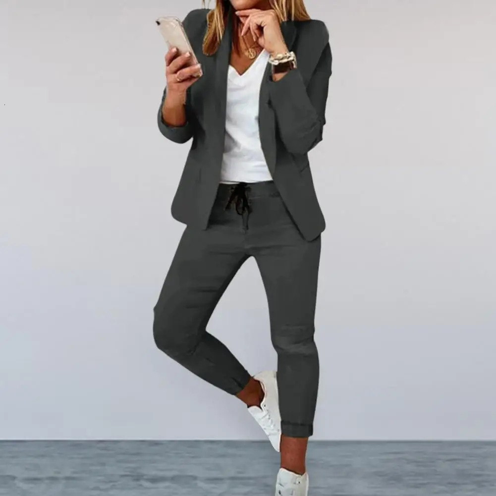 Women Fashion Two Pieces Sets Office Wear Blazers Coat And Pants Female 250714