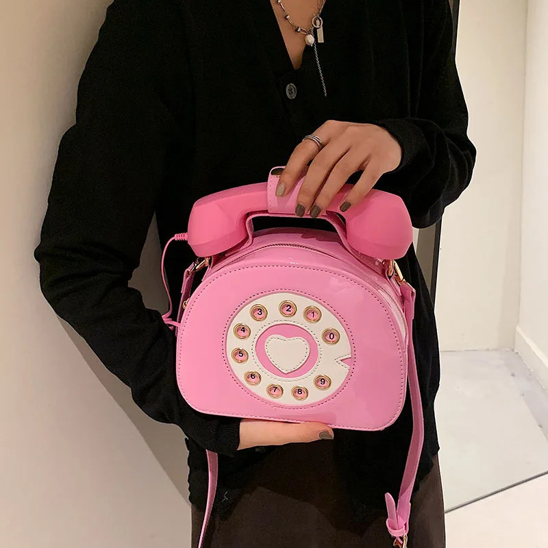 Womens Creative Shoulder Bag Telephone Shaped Crossbody Bag Retro PU Leather er Sweet Girl Phone Purses and Small Handbag 250717