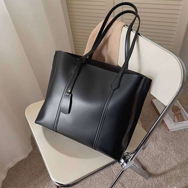 Simple Fashion High Capacity Casual Tote Bags For Women Autumn New Pure Color Shoulder Shopper Bag Soft PU Travel Bolsa Feminina